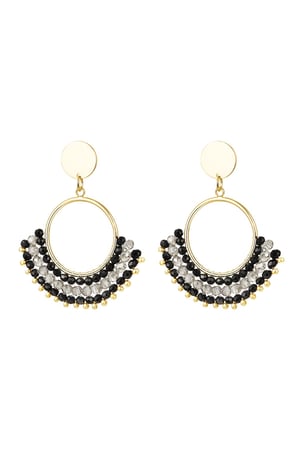 Earrings with crystal beads Black & Gold Color Copper h5 