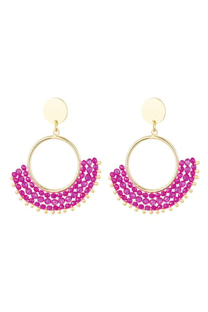 Earrings with crystal beads Fuchsia Copper h5 