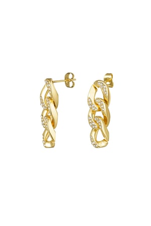 Ear studs links zircon Gold Color Stainless Steel h5 