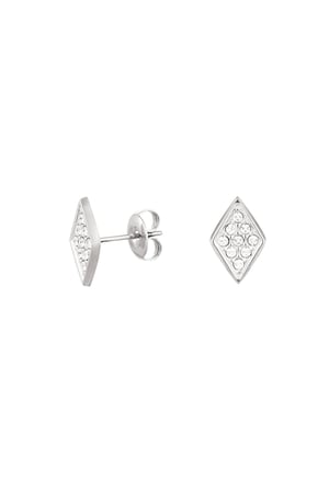 Ear studs diamond with stones Silver Color Stainless Steel h5 