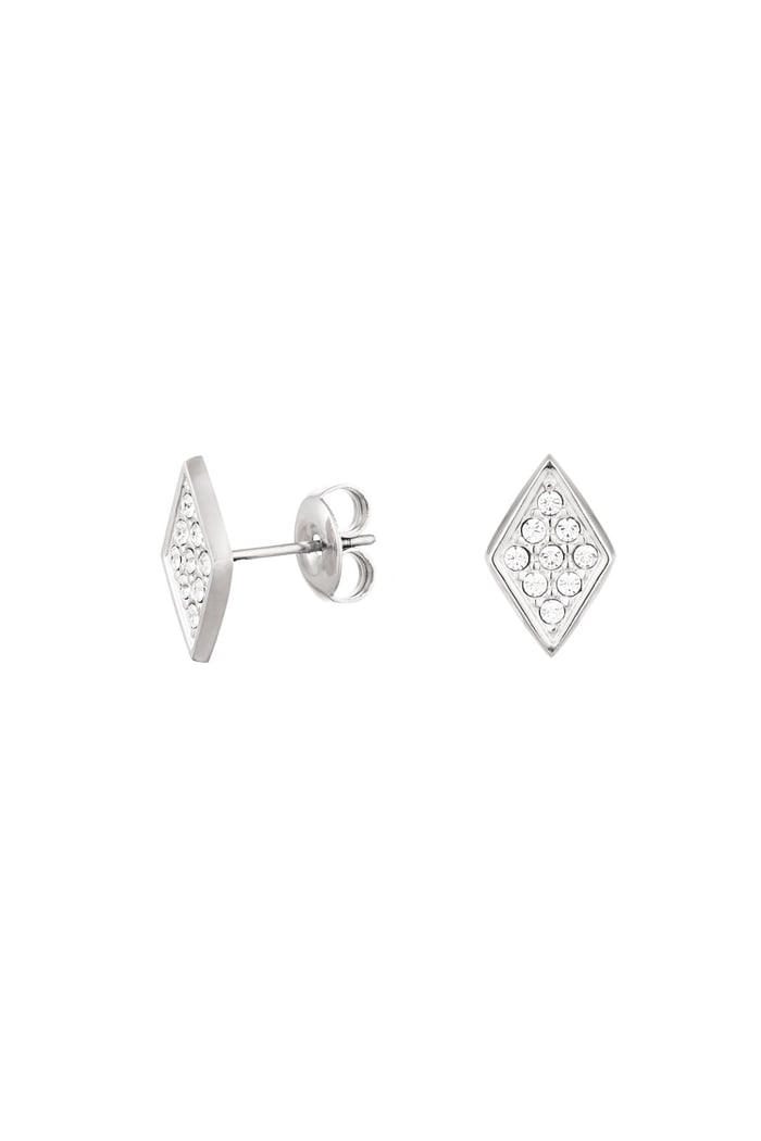 Ear studs diamond with stones Silver Color Stainless Steel 