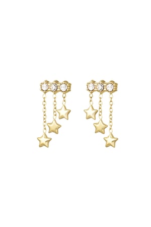 Earrings with chain and stars Gold Color Stainless Steel h5 