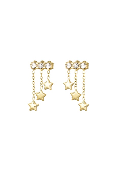 Earrings with chain and stars Gold Color Stainless Steel 2