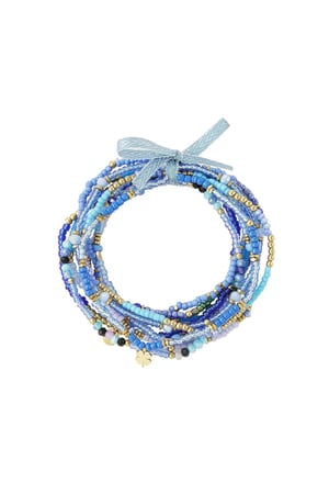 Bracelets set beads colorful Blue & Gold color Stainless Steel h5 