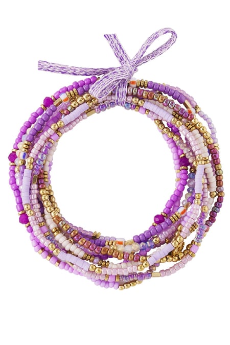 Bracelets set beads colorful Purple Stainless Steel