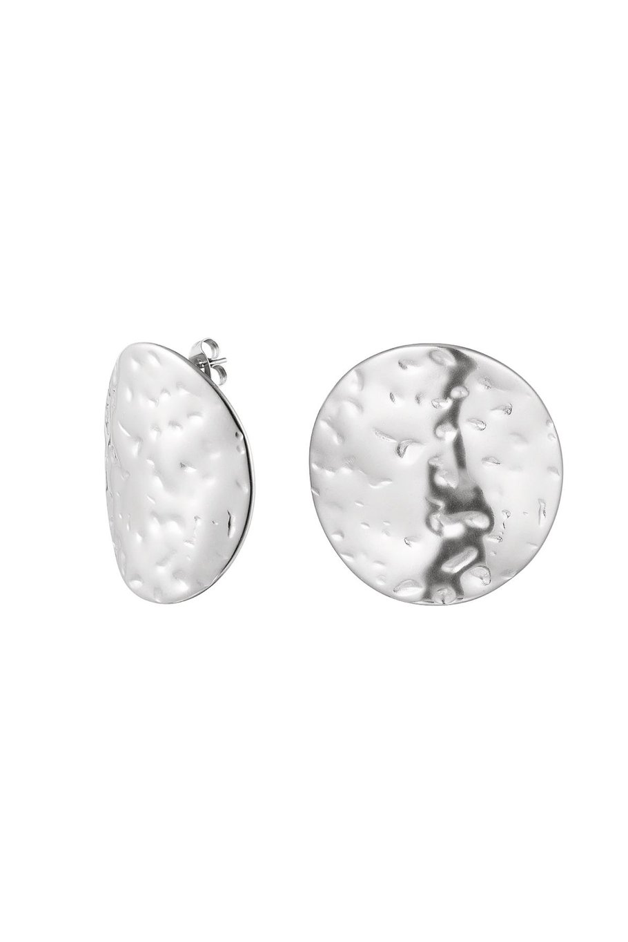 Earrings shield with print Silver Color Stainless Steel 