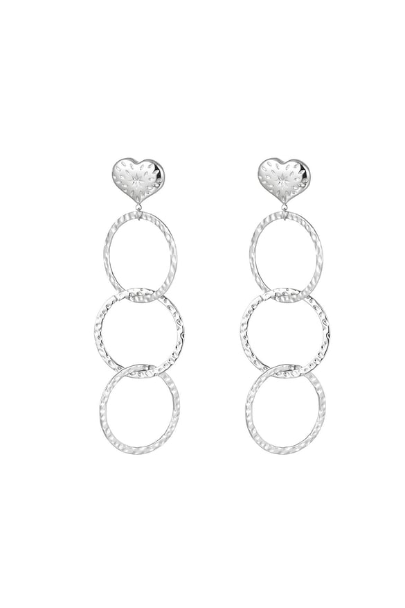 Statemento earrings three circles Silver Color Stainless Steel 2