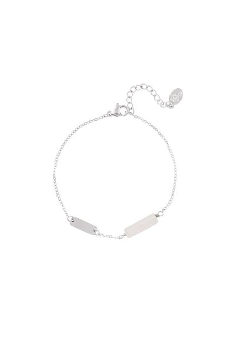 Basic bracelet with stone - Natural stones collection Pink & Silver Color Stainless Steel