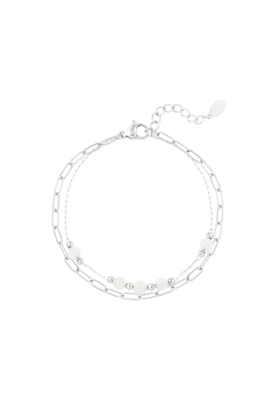 Doppelte Armbandglieder/runde Perlen - Kollektion Natursteine Grün &amp; Goldfarbe Edelstahl h5 