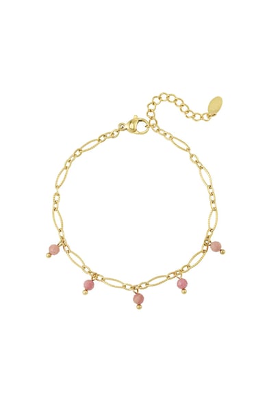 Armbandglieder mit Perlen - Natursteinkollektion Grün & Goldfarbe Edelstahl h5 