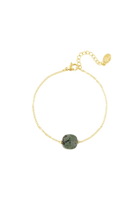 Pulsera con piedra - Colección Piedras naturales Verde Acero inoxidable