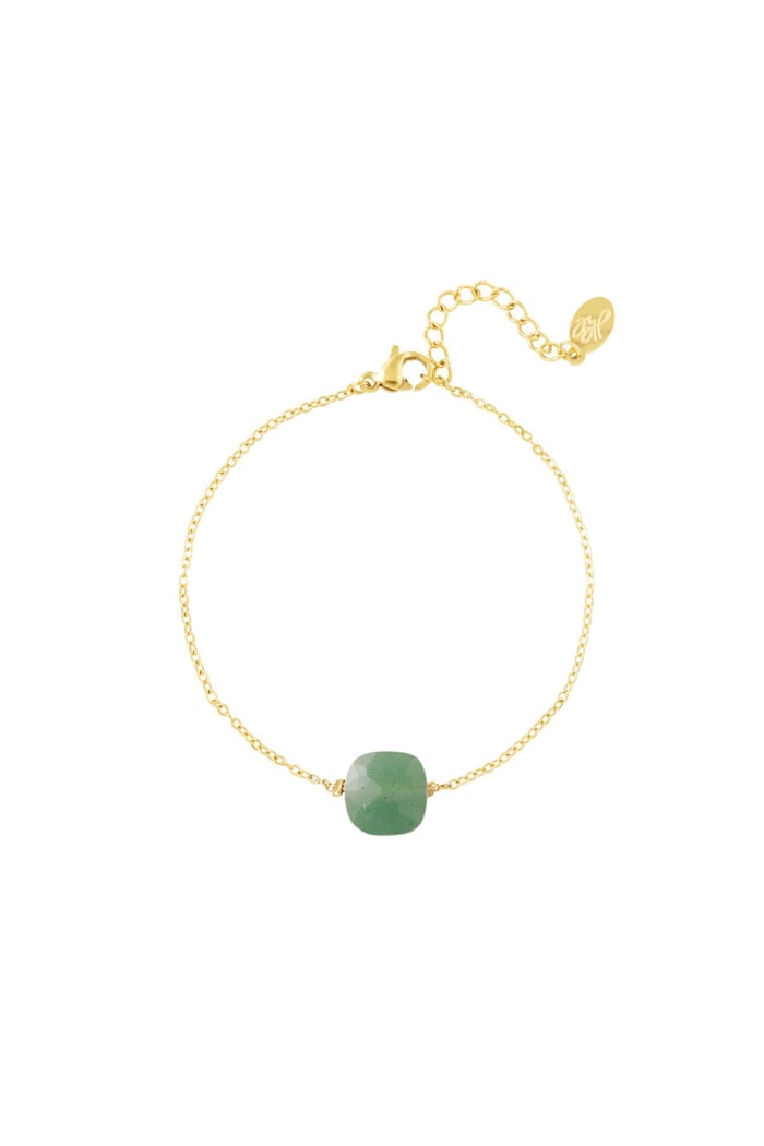 Bracelet with stone - Natural stones collection Green & Gold Color Stainless Steel 