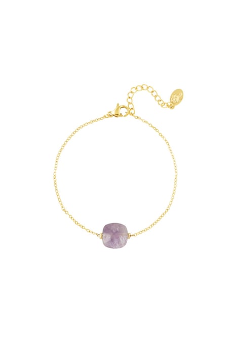 Pulsera con piedra - Colección Piedras naturales Morado Acero inoxidable 2