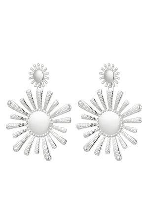 Earrings stainless steel flowers Silver color h5 