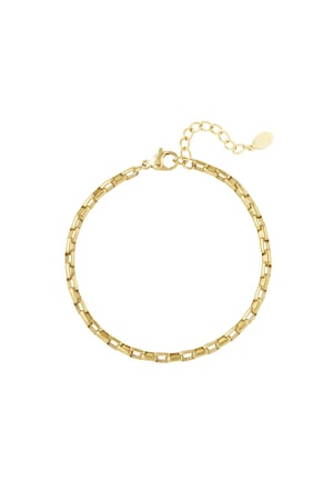 Square link bracelet Gold Color Stainless Steel h5 