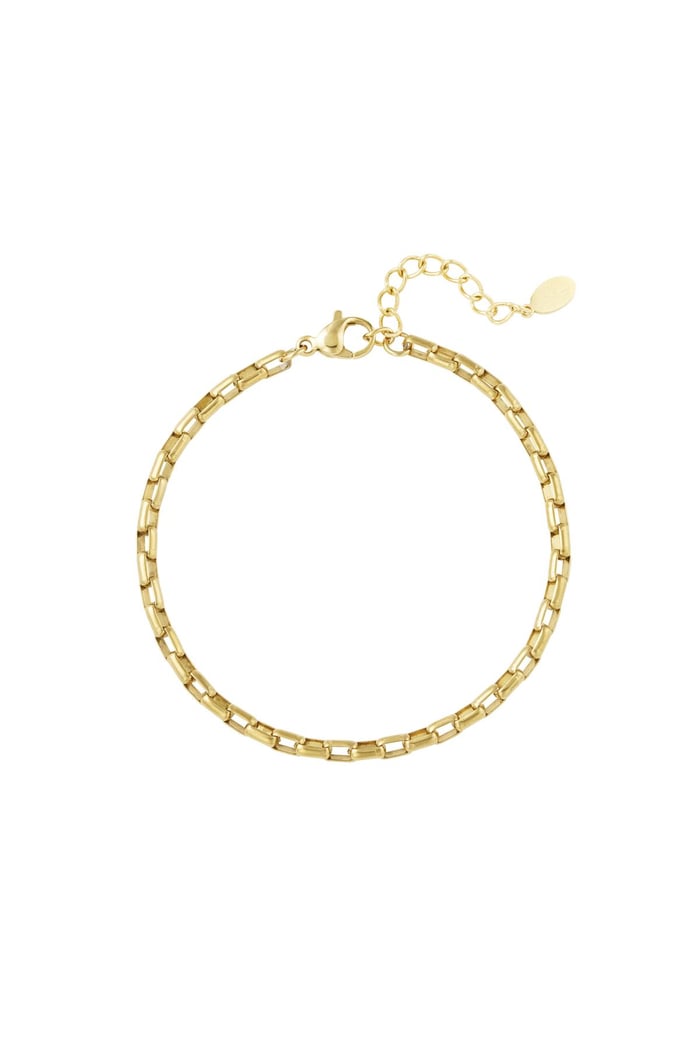 Square link bracelet Gold Color Stainless Steel 