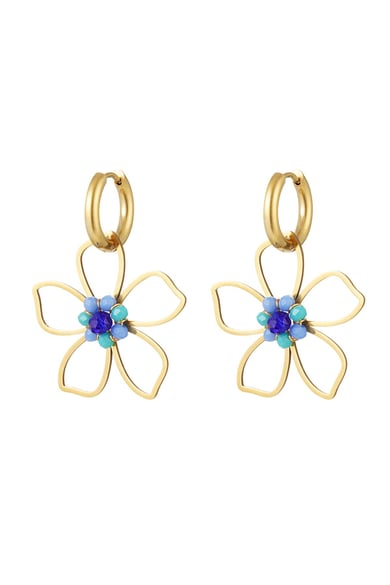 Earrings wild flower Pink & Gold Color Stainless Steel h5 