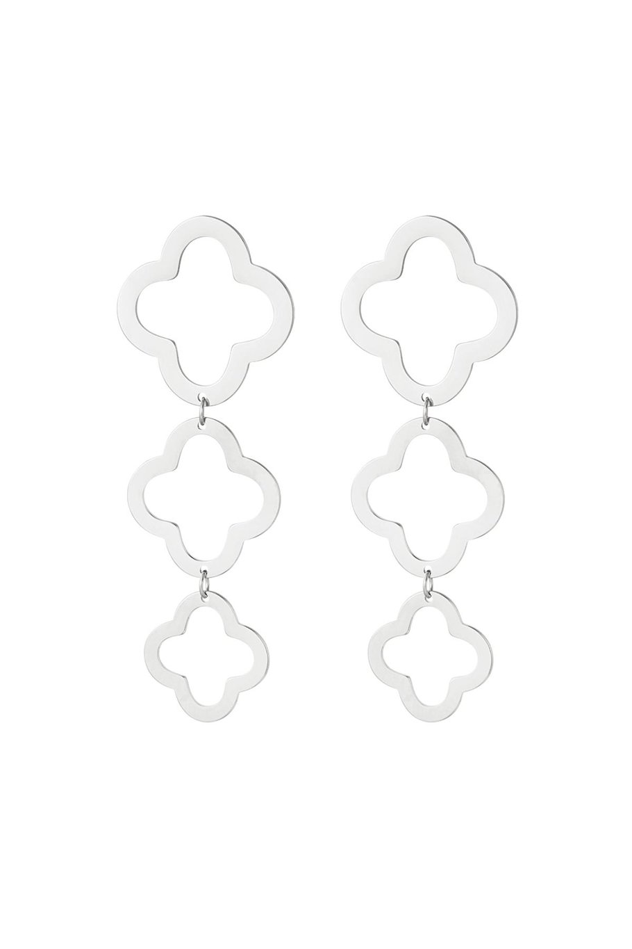 Statement earrings clovers Gold Color Stainless Steel 