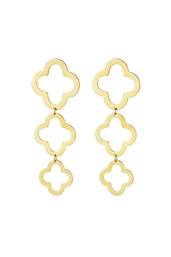 Statement earrings clovers Gold Color Stainless Steel 2