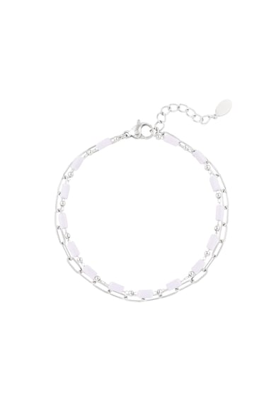 Doppelte Armbandglieder/Perlen Grün & Goldfarbe Edelstahl h5 