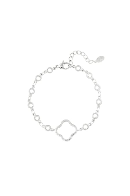 Bracelet circles with clover Silver Color Stainless Steel