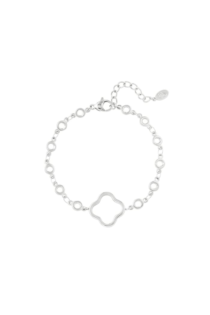 Bracelet circles with clover Silver Color Stainless Steel 