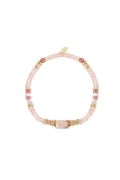 Bracelet beads party - Natural stones collection Green & Gold Color Stainless Steel h5 