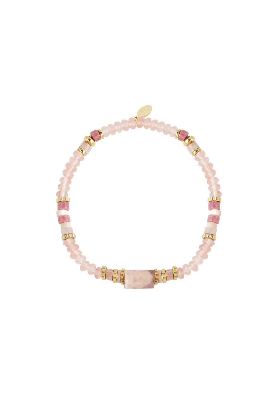Bracelet beads party - Natural stones collection Green & Gold Color Stainless Steel 