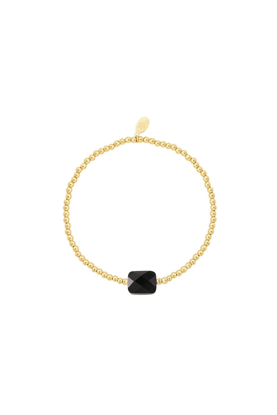 Bracelet beads with large stone - Natural stones collection Green Stainless Steel 