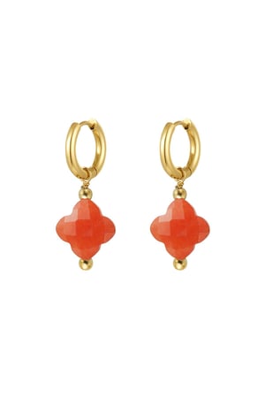 Earrings clover color - Natural stones collection Orange & Gold Stainless Steel h5 