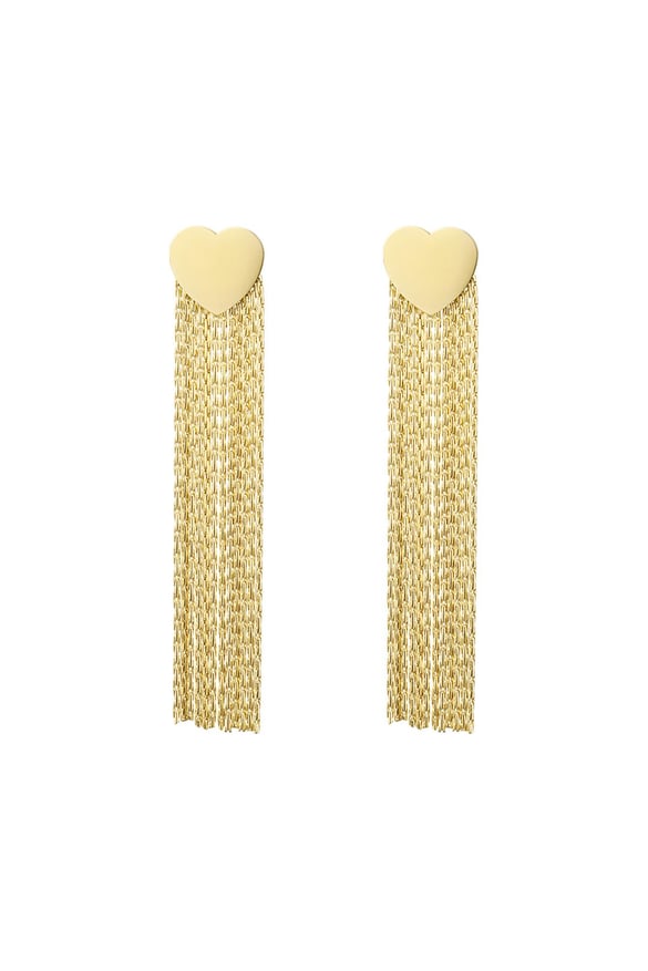 Pendientes llamativos corazón Color dorado Acero inoxidable 2