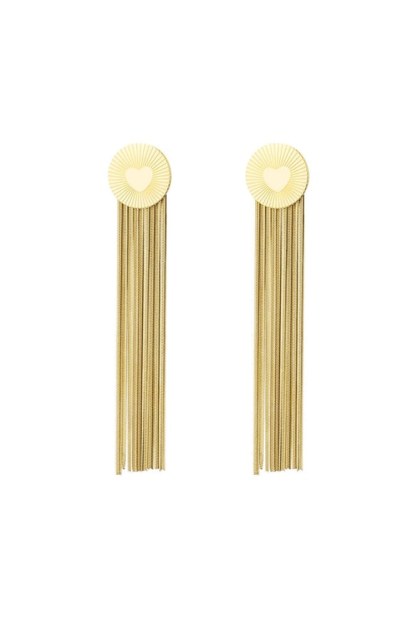 Statement earrings round/heart Gold Color Stainless Steel 2