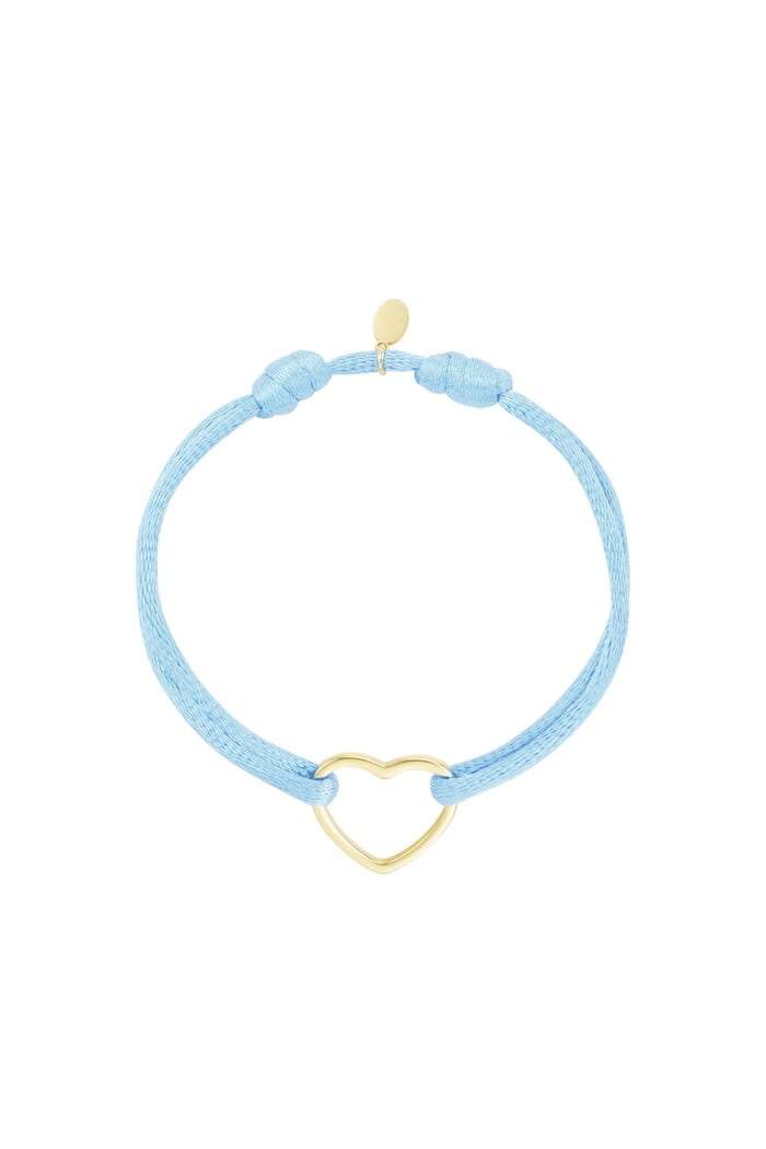 Fabric bracelet heart Light Blue Stainless Steel 