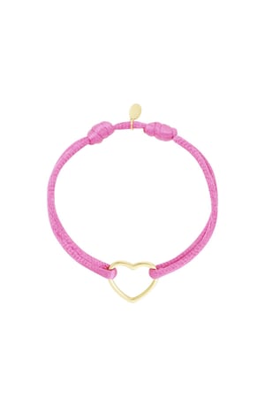 Fabric bracelet heart Pink Stainless Steel h5 