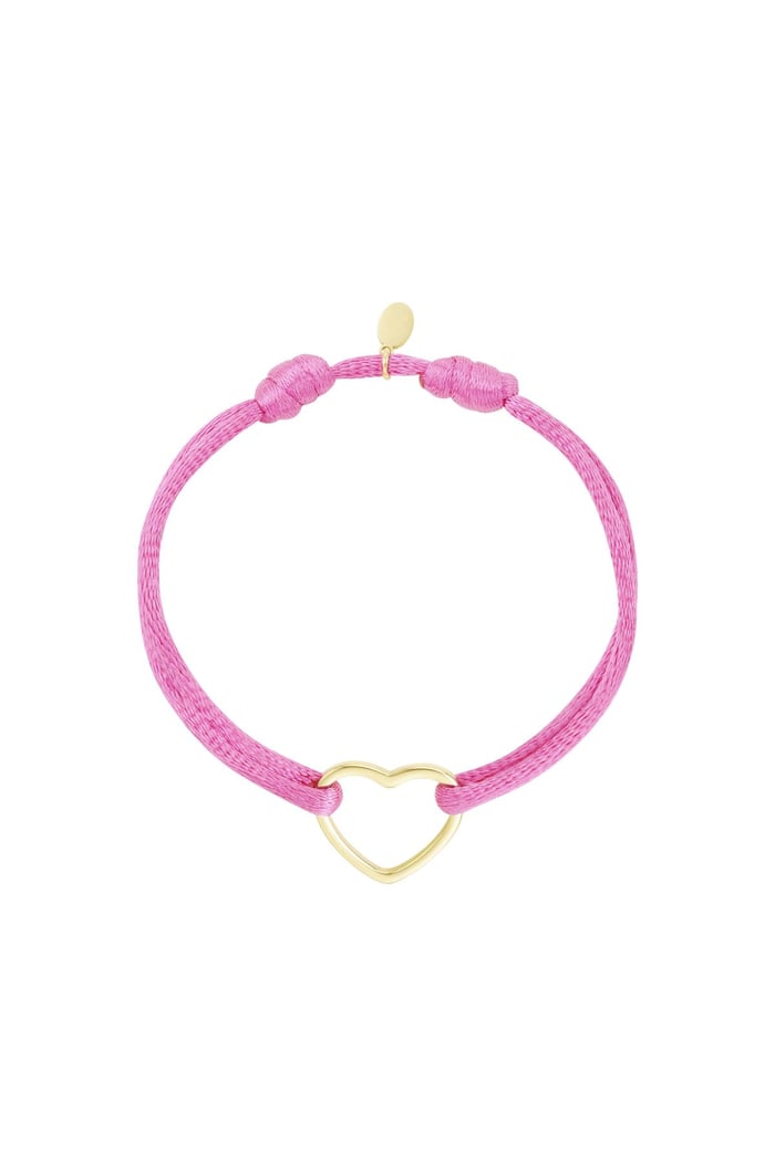 Stoffarmband Herz Rosa Edelstahl 