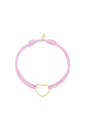 Fabric bracelet heart Pale Pink Stainless Steel h5 