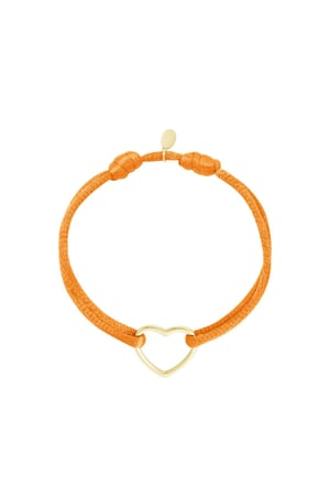 Fabric bracelet heart Orange & Gold Color Stainless Steel h5 