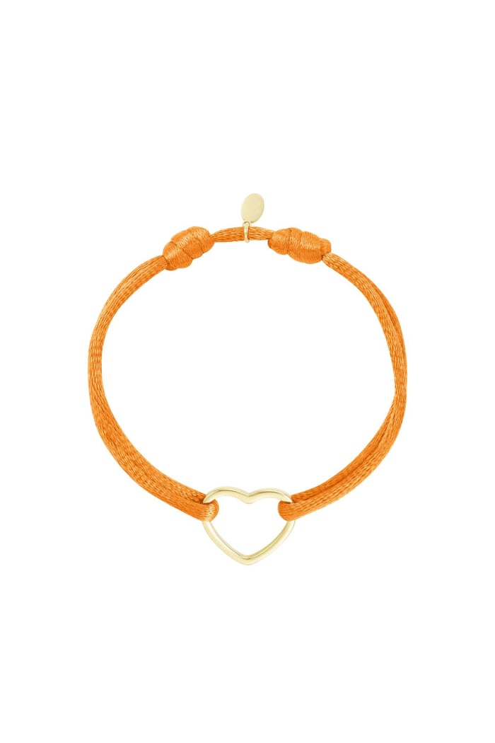 Fabric bracelet heart Orange & Gold Color Stainless Steel 