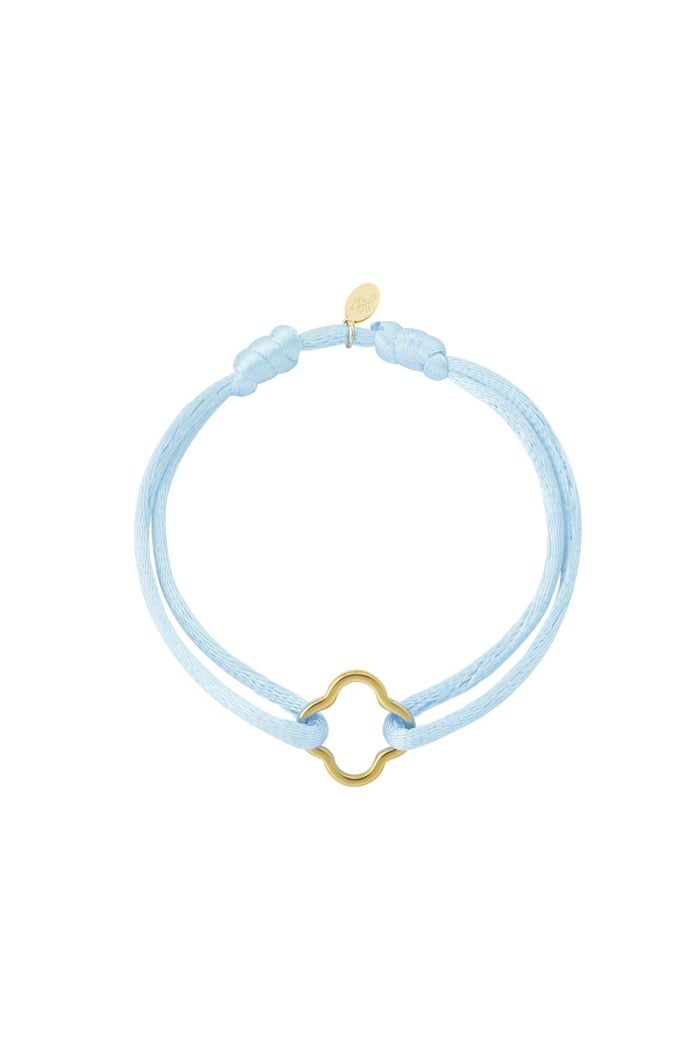 Fabric bracelet clover Light Blue Stainless Steel 