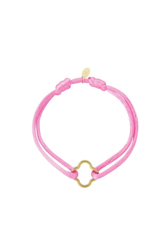Bracelet tissu trèfle Rose &amp; Couleur or Acier inoxydable 2