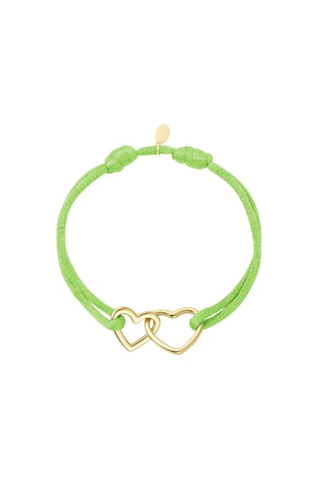 Pulsera de tela corazones Verde Acero inoxidable