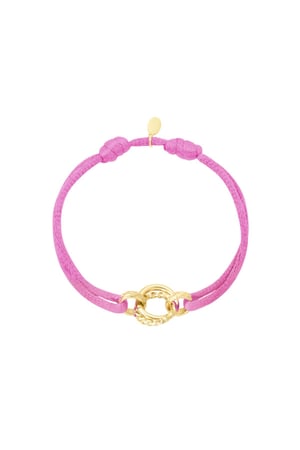 Fabric bracelet circle Pink & Gold Color Stainless Steel h5 