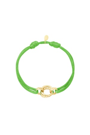 Fabric bracelet circle Green & Gold Color Stainless Steel h5 