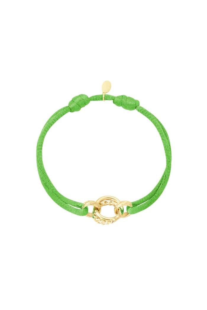 Fabric bracelet circle Green & Gold Color Stainless Steel 