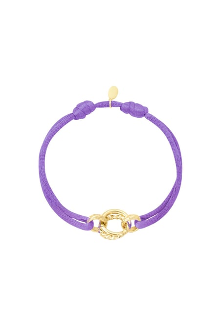 Stoffarmband Kreis Lila Edelstahl