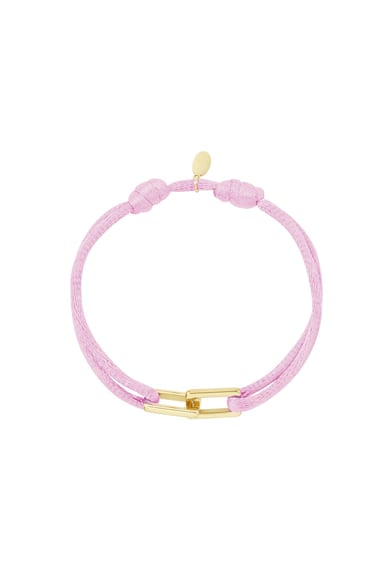 Gliederarmband aus Stoff Fuchsia Edelstahl h5 