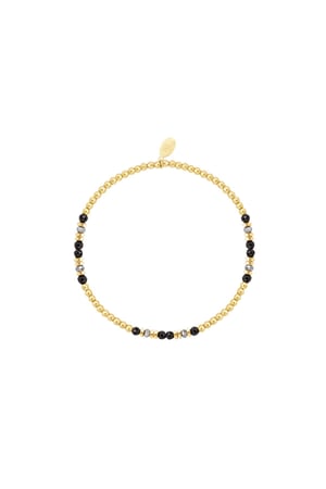 Beaded bracelet different beads - black - Natural stones collection Black & Gold color h5 