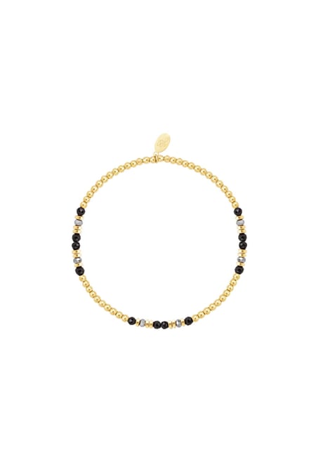 Beaded bracelet different beads - black - Natural stones collection Black & Gold color