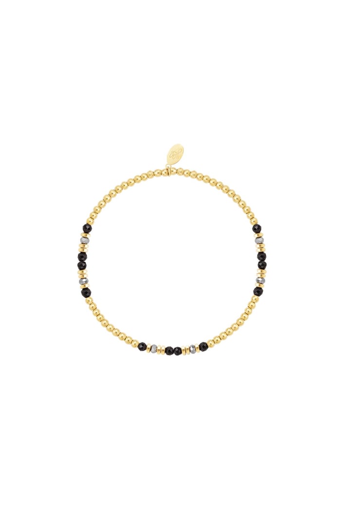 Beaded bracelet different beads - black - Natural stones collection Black & Gold color 