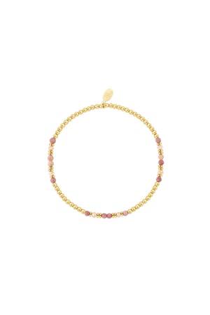 Beaded bracelet different beads - pink - Natural stones collection Pink & Gold color h5 